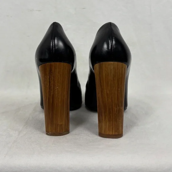 YSL Charlotte Court Shoe Wood Heel 105 Pump FW 2007 Runway Black Leather Pilati - Picture 3 of 14